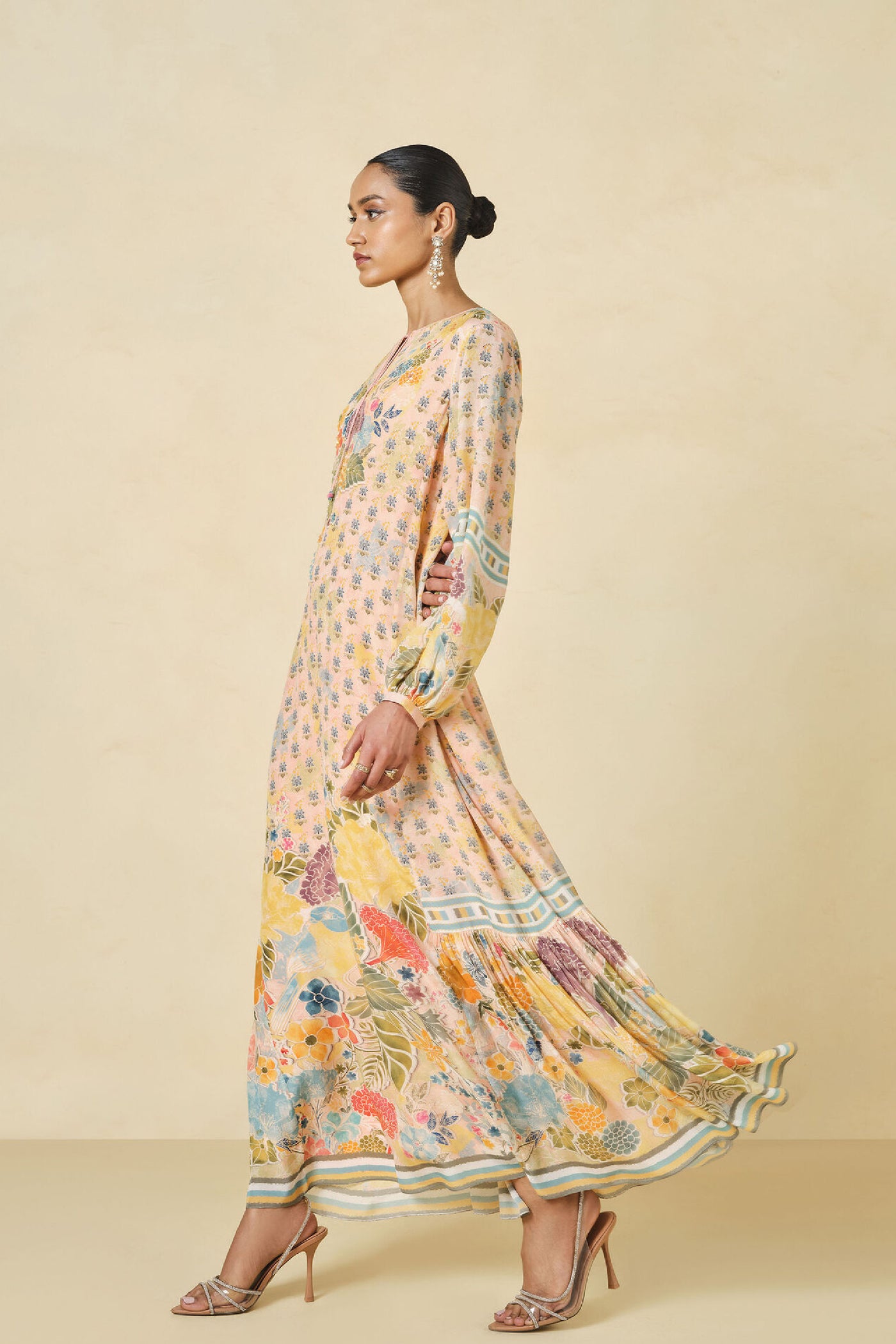 Anita Dongre Morcan Printed Kaftan Blush indian designer wear online shopping melange singapore