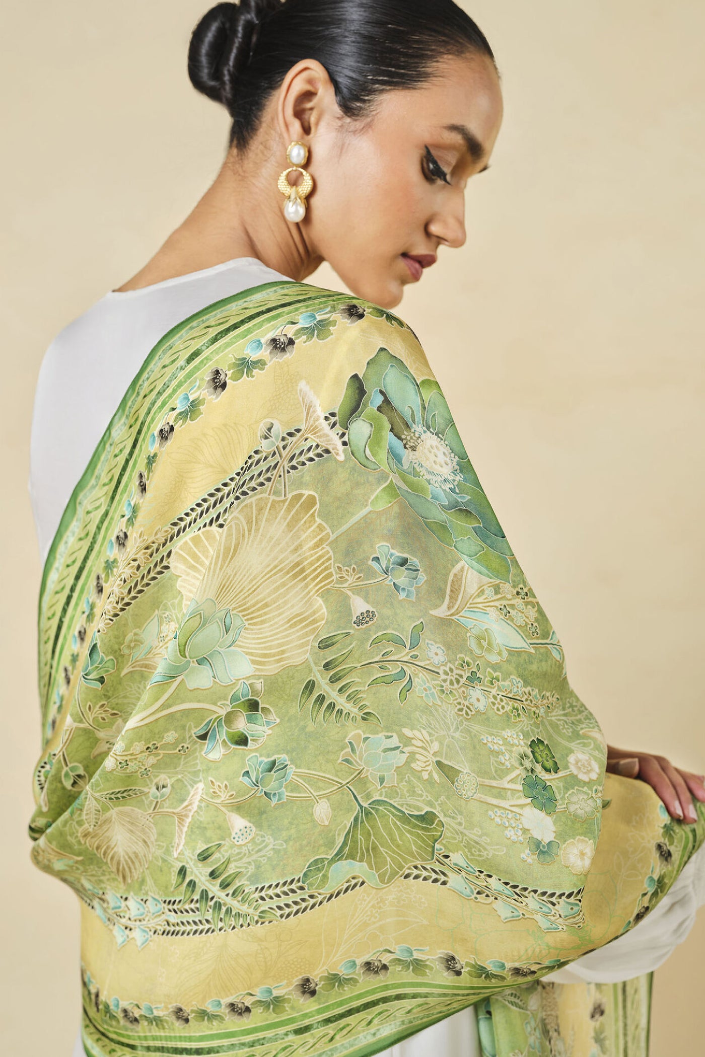 Anita Dongre Moselle Stole Lime indian designer wear online shopping melange singapore