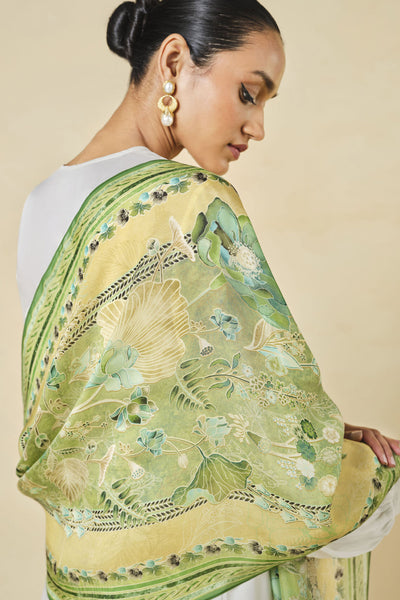 Anita Dongre Moselle Stole Lime indian designer wear online shopping melange singapore