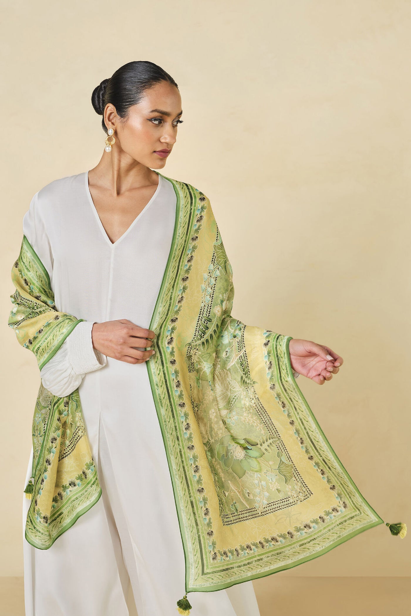 Anita Dongre Moselle Stole Lime indian designer wear online shopping melange singapore