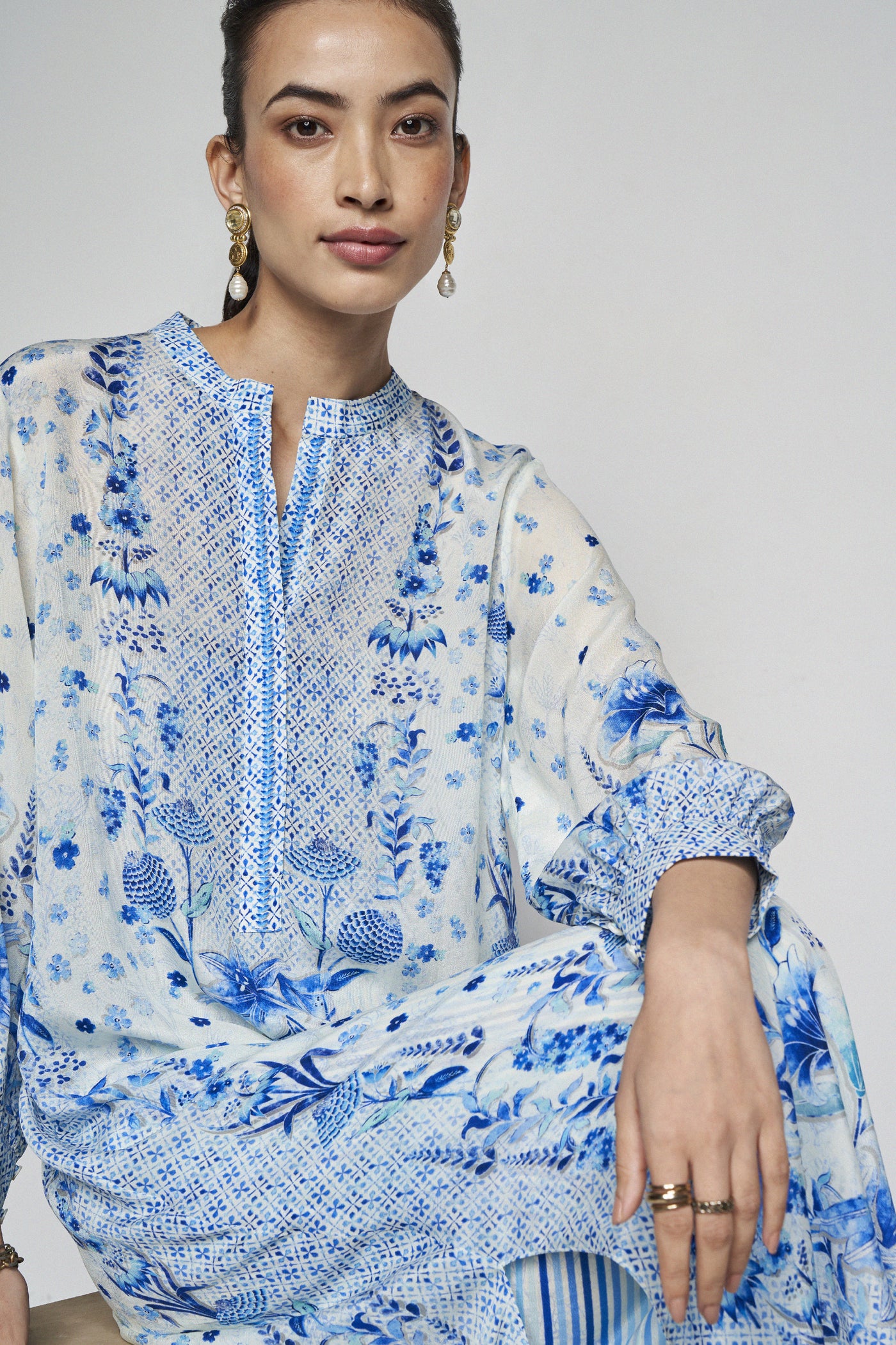 Anita Dongre Mranal Kurta Set White indian designer wear online shopping melange singapore