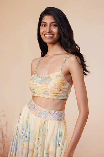 Anita Dongre Myza Skirt Set Yellow indian designer wear online shopping melange singapore