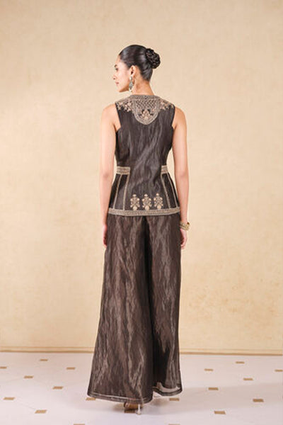 Anita Dongre Nadeen Embroidered Jacket Set Black indian designer wear online shopping melange singapore