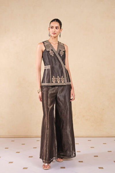 Anita Dongre Nadeen Embroidered Jacket Set Black indian designer wear online shopping melange singapore
