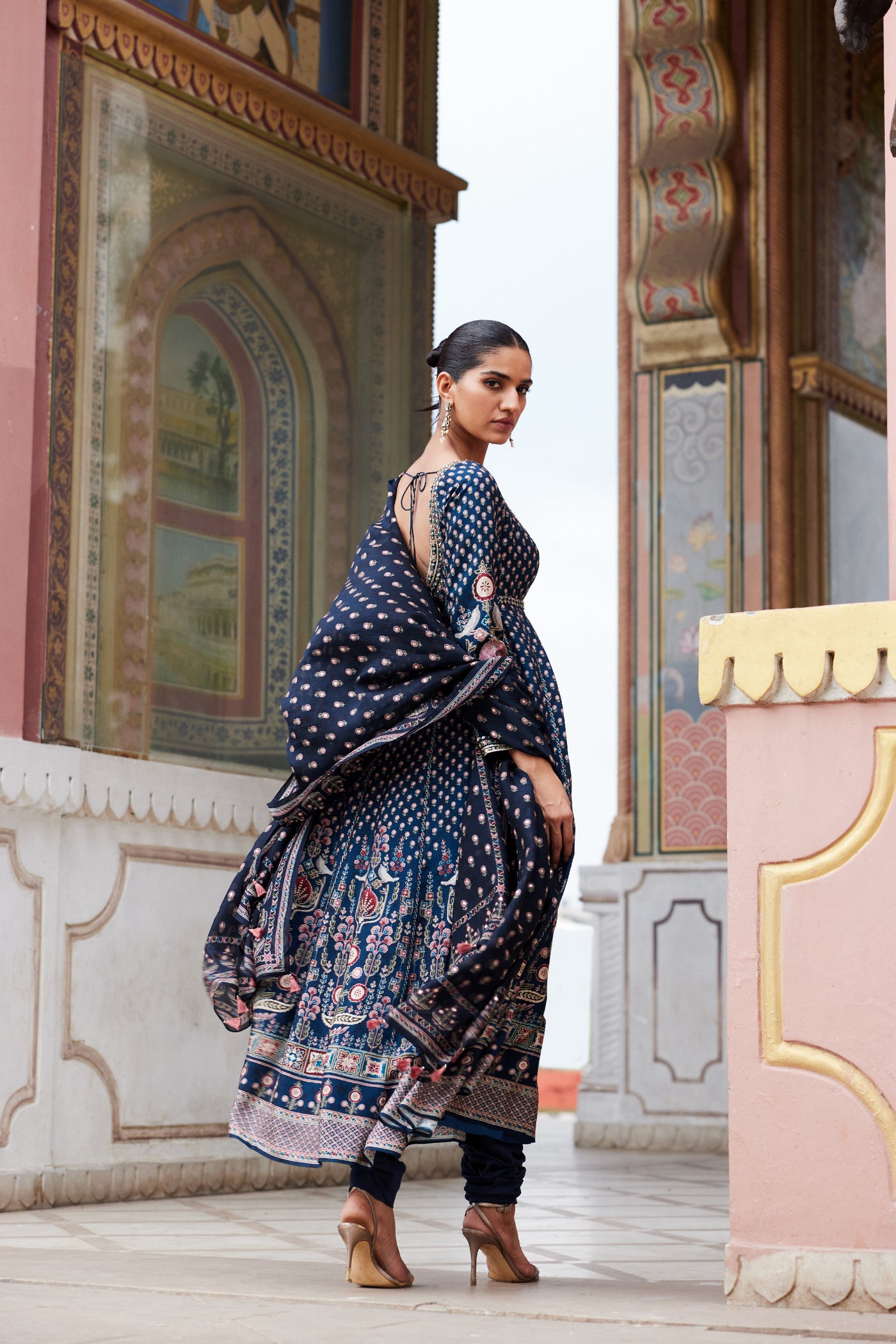 Anita Dongre Naima Anarkali Set Blue indian designer wear online shopping melange singapore