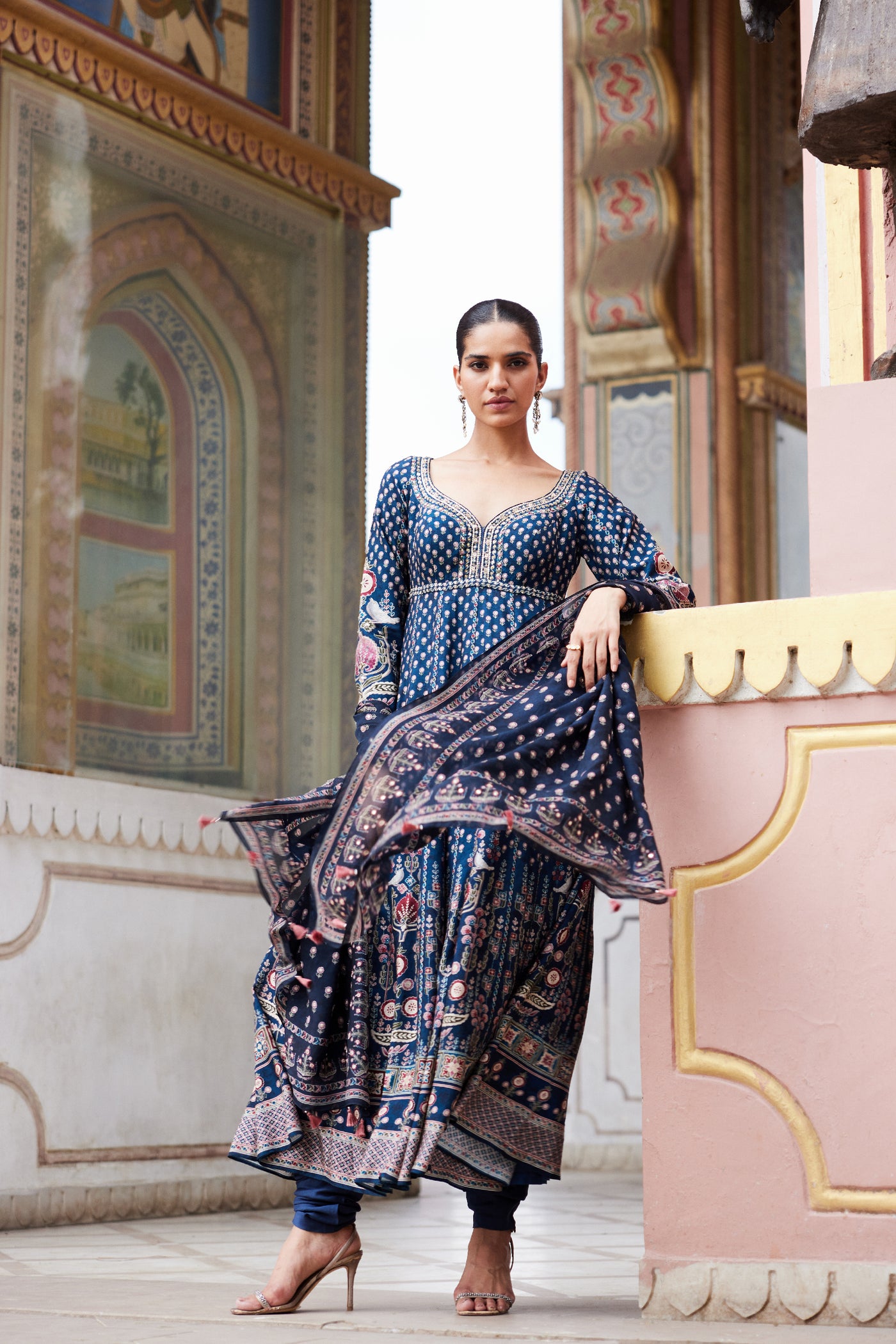 Anita Dongre Naima Anarkali Set Blue indian designer wear online shopping melange singapore