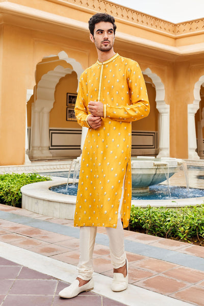 Anita Dongre menswear Navodit Kurta Mustard indian designer wear online shopping melange singapore