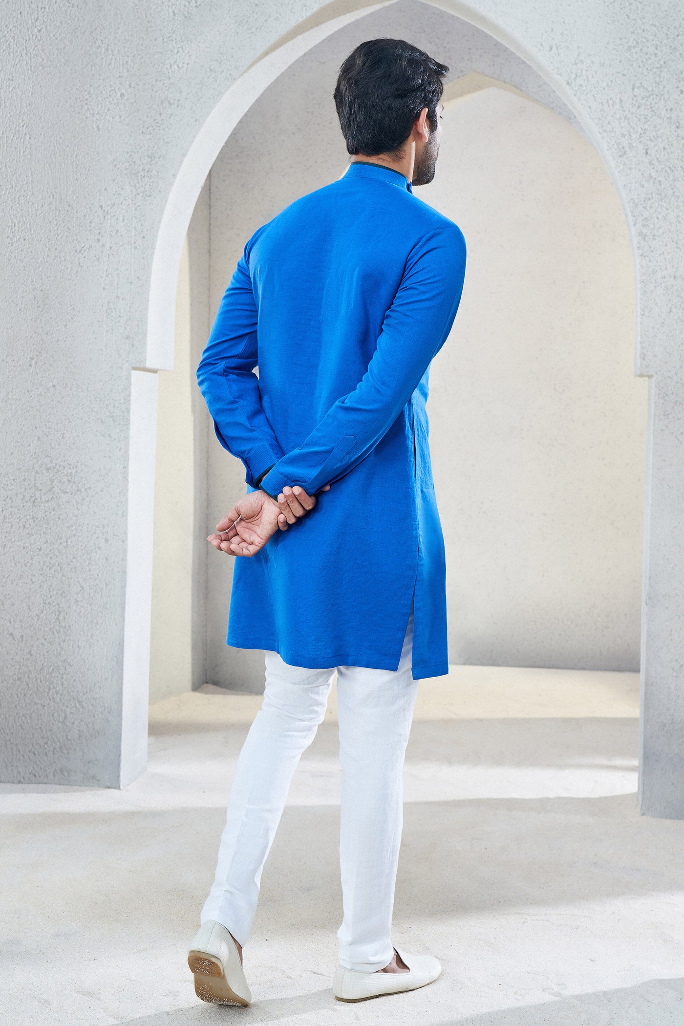 Anita Dongre Menswear Nayel Kurta Blue Indian designer wear online shopping melange singapore