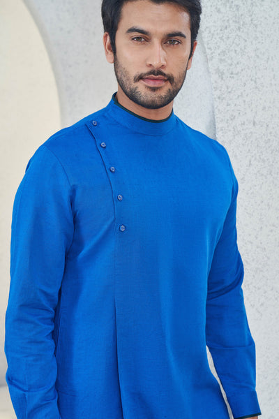 Anita Dongre Menswear Nayel Kurta Blue Indian designer wear online shopping melange singapore