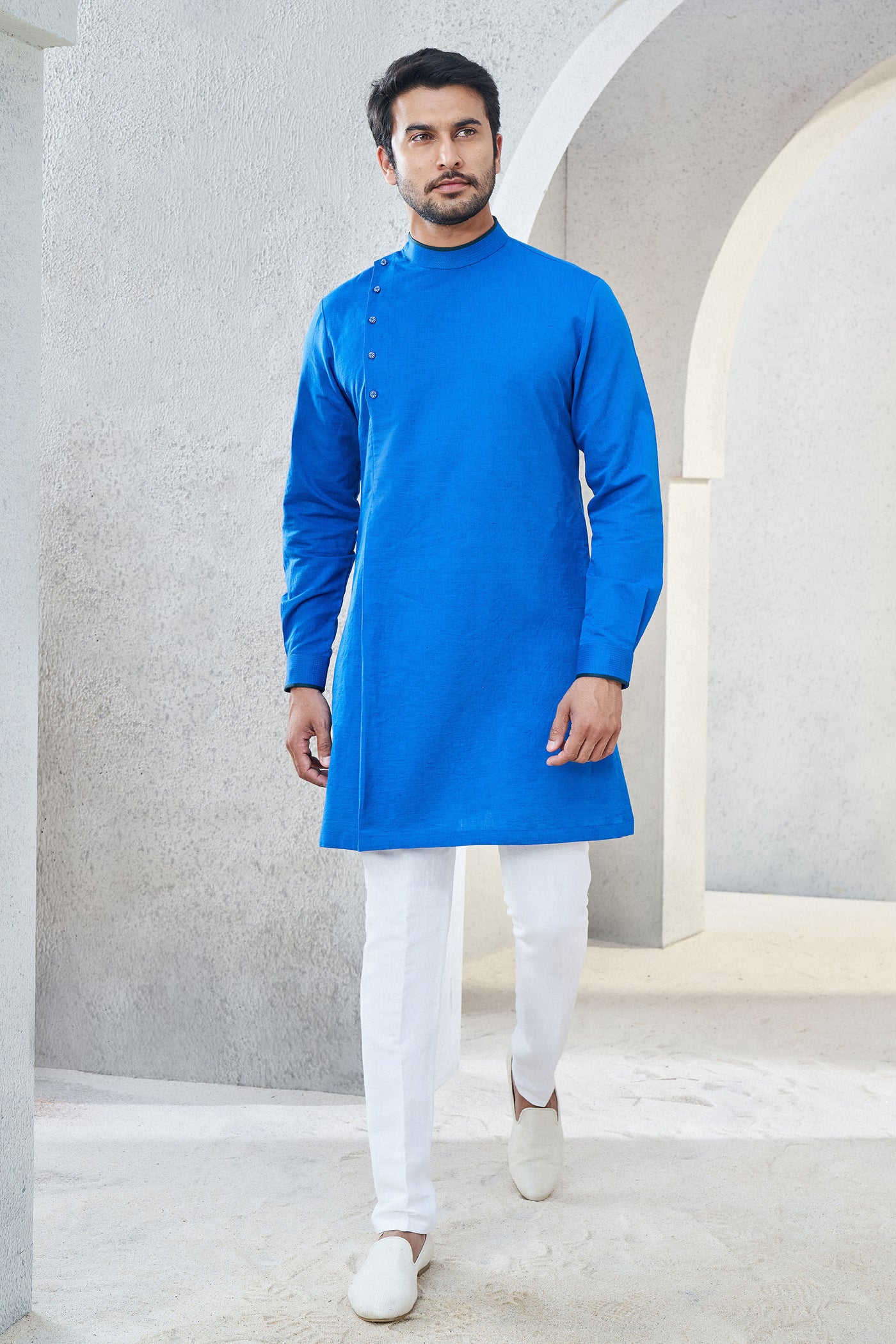 Anita Dongre Menswear Nayel Kurta Blue Indian designer wear online shopping melange singapore