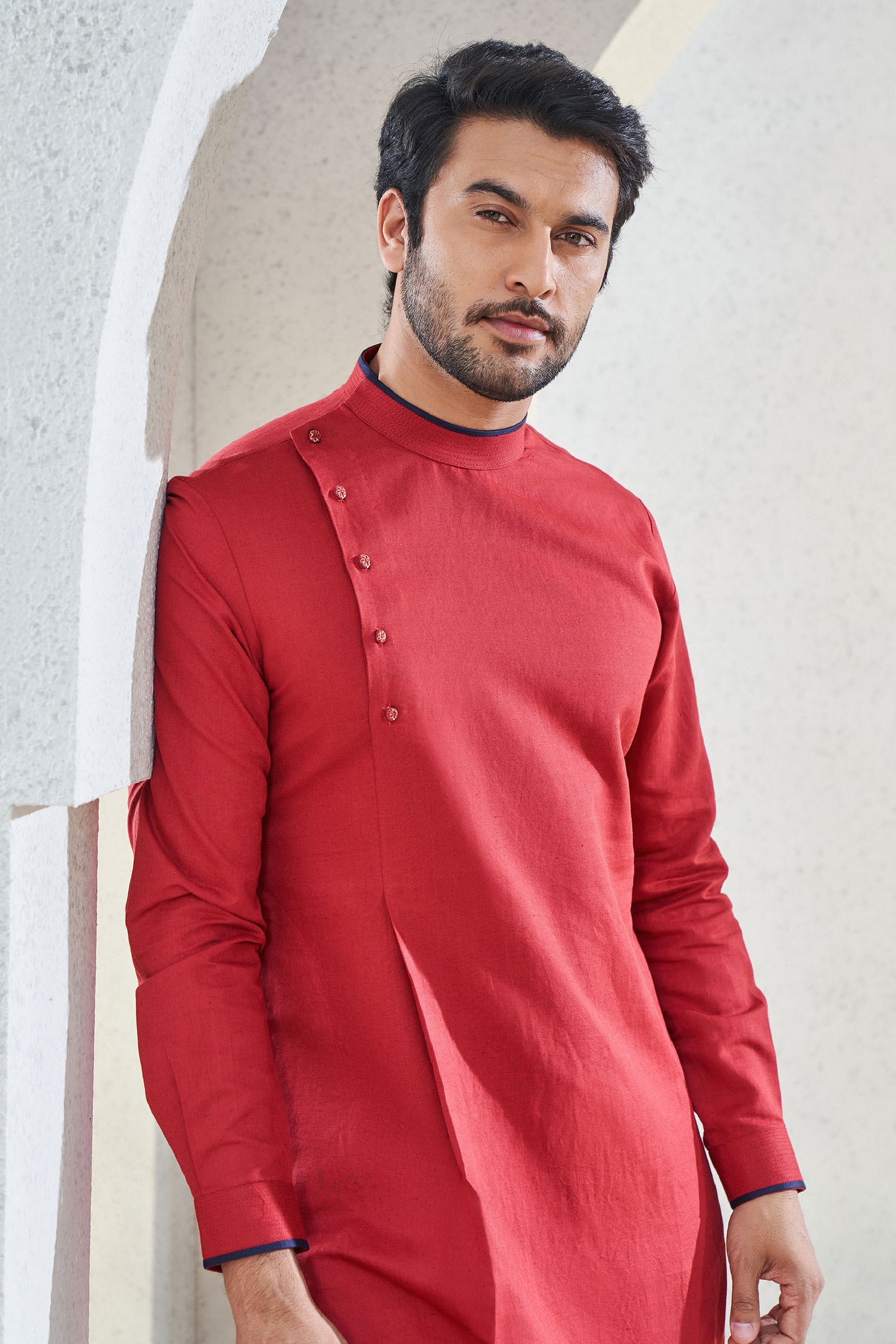 Anita Dongre Menswear Nayel Kurta Maroon Indian designer wear online shopping melange singapore