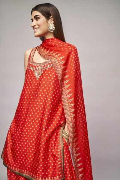 Anita Dongre Nikhara Kurta Set Red Indian designer wear online shopping melange singapore