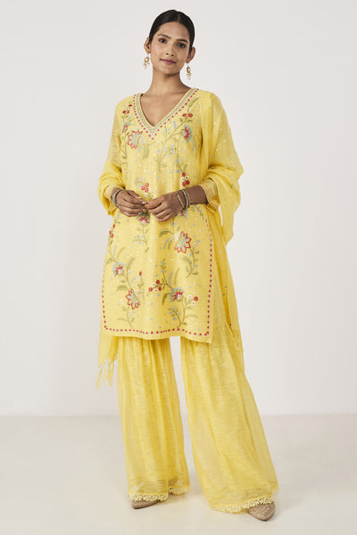 Anita Dongre Nirup Gharara Set Yellow Indian designer wear online shopping melange singapore