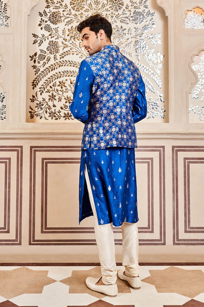 Anita Dongre menswear Nirved Nehru Jacket Navy indian designer wear online shopping melange singapore