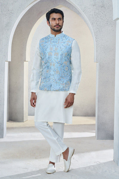 Anita Dongre menswear Nivan Nehru Jacket Powder Blue indian designer wear online shopping melange singapore