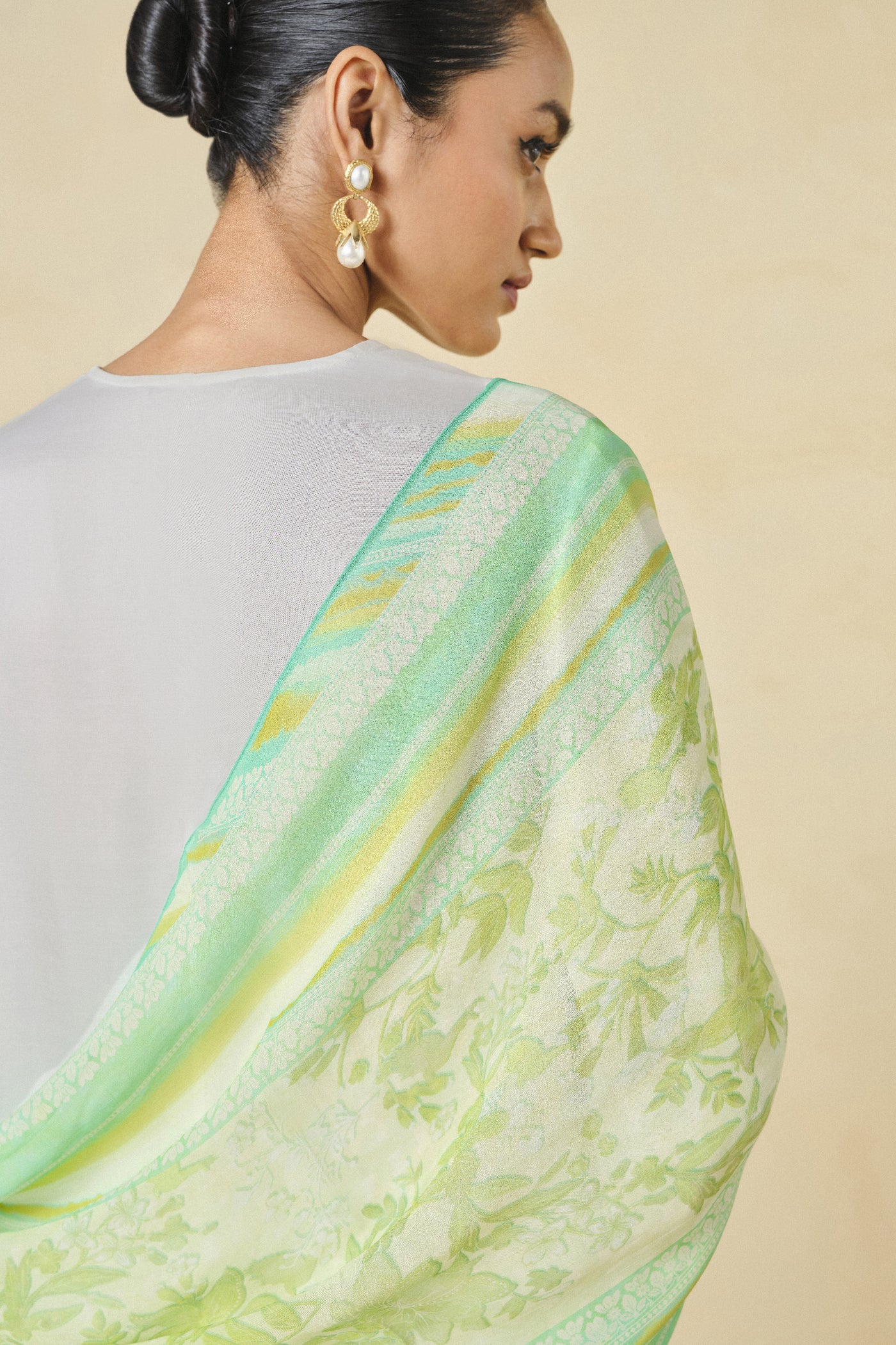 Anita Dongre Nola Stole Lime indian designer wear online shopping melange singapore