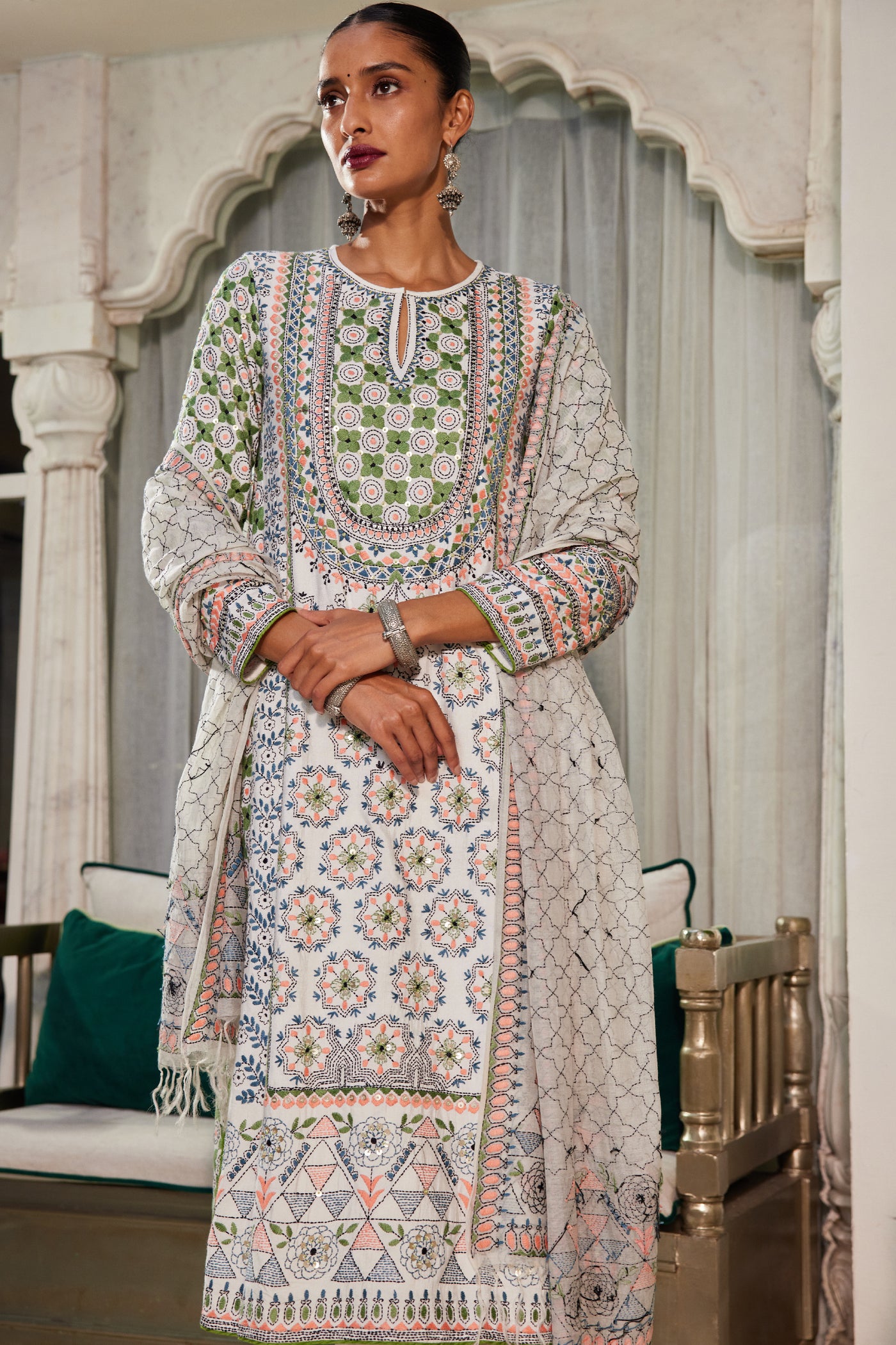 Anita Dongre Noor Suit Set White indian designer wear online shopping melange singapore
