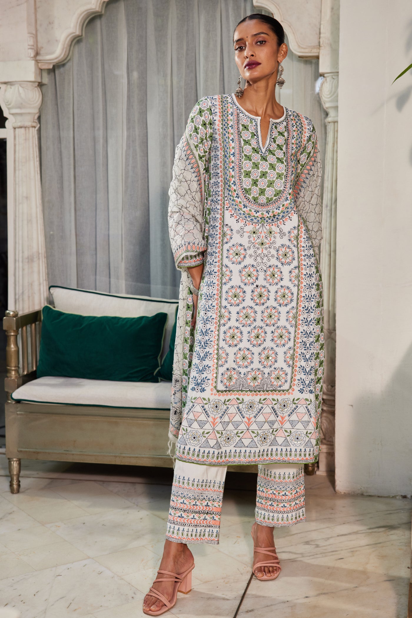 Anita Dongre Noor Suit Set White indian designer wear online shopping melange singapore