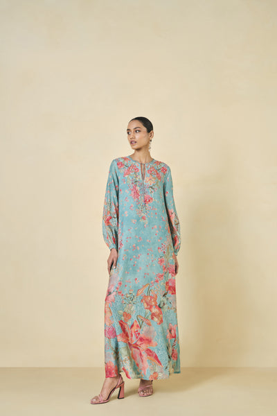 Anita Dongre Nyneve Printed Kaftan Blue indian designer wear online shopping melange singapore