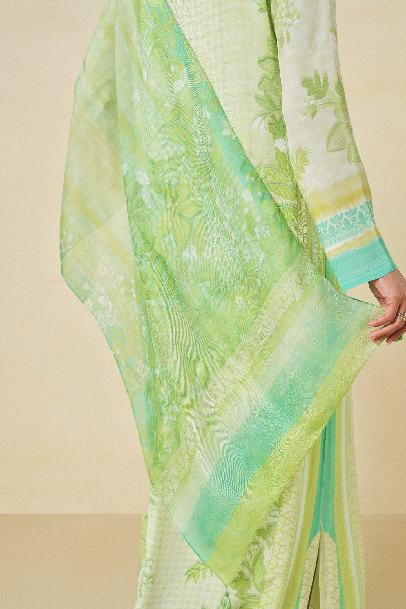 Anita Dongre Oreka Printed Stole Lime indian designer wear online shopping melange singapore