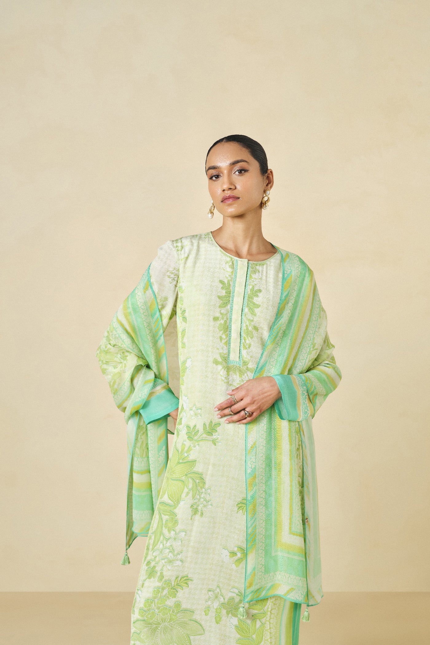 Anita Dongre Oreka Printed Stole Lime indian designer wear online shopping melange singapore