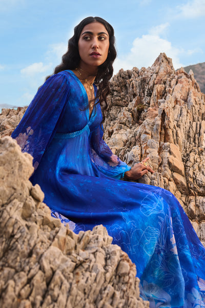 Anita Dongre Out Of The Blue Kaftan Indigo indian designer wear online shopping melange singapore