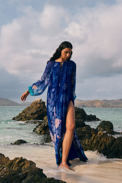 Anita Dongre Out Of The Blue Kaftan Indigo indian designer wear online shopping melange singapore