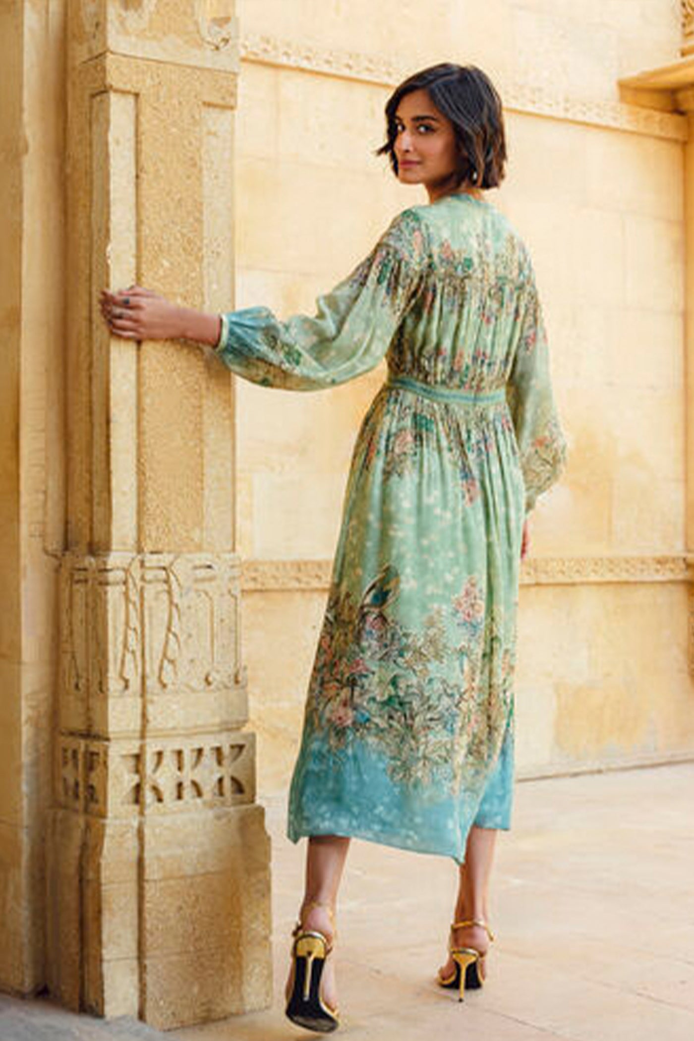 Anita Dongre Palesa Dress Sage indian designer wear online shopping melange singapore