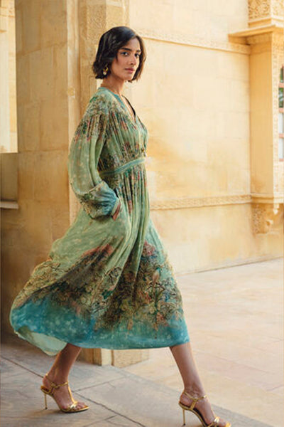 Anita Dongre Palesa Dress Sage indian designer wear online shopping melange singapore