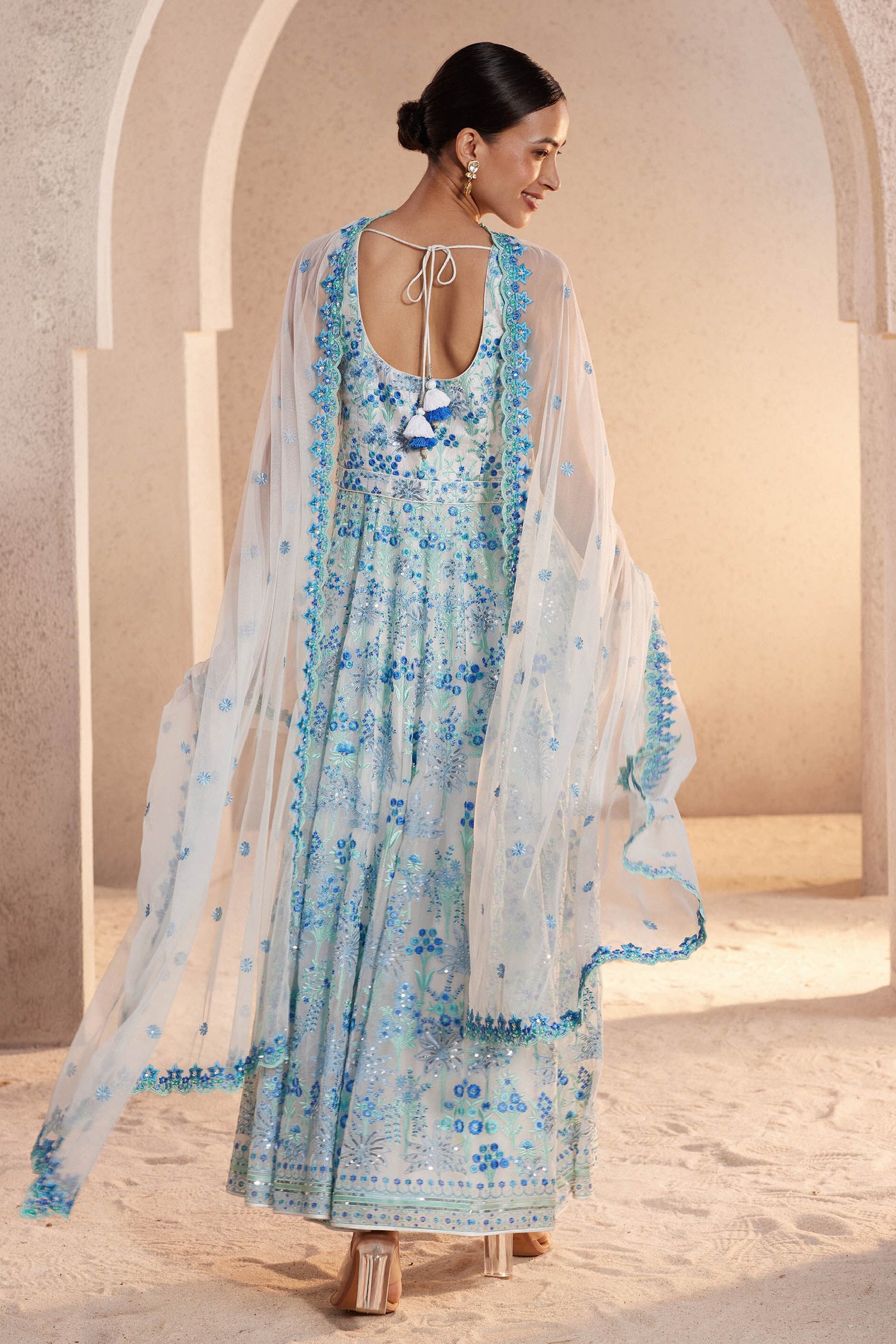 Anita Dongre Periwinkle Suit Set White Indian designer wear online shopping melange singapore