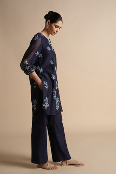 Anita Dongre Plume Hand-embroidered Sewa Co-ord Indigo indian designer wear online shopping melange singapore
