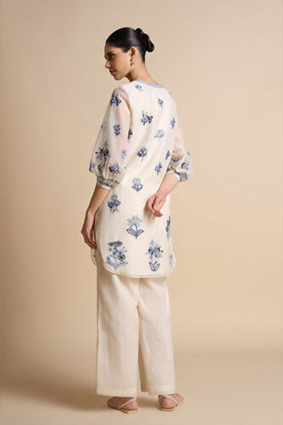 Anita Dongre Plume Hand-embroidered Sewa Silk Co-ord Ivory indian designer wear online shopping melange singapore