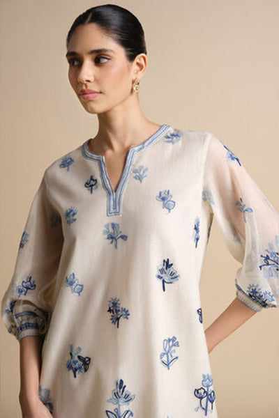 Anita Dongre Plume Hand-embroidered Sewa Silk Co-ord Ivory indian designer wear online shopping melange singapore