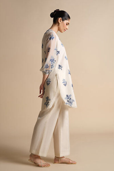 Anita Dongre Plume Hand-embroidered Sewa Silk Co-ord Ivory indian designer wear online shopping melange singapore