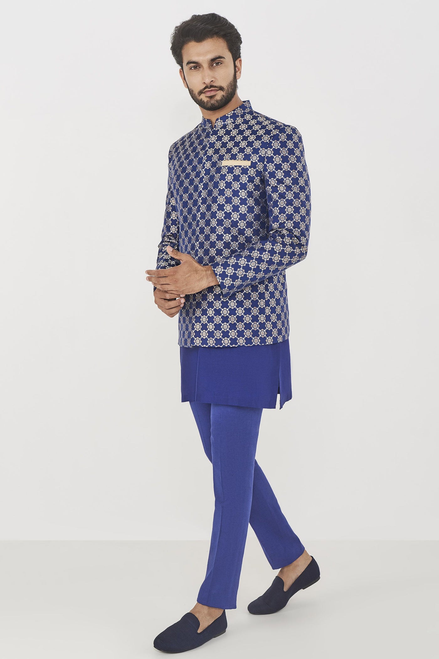 Anita Dongre menswear Purnit Bandhgala Navy indian designer wear online shopping melange singapore