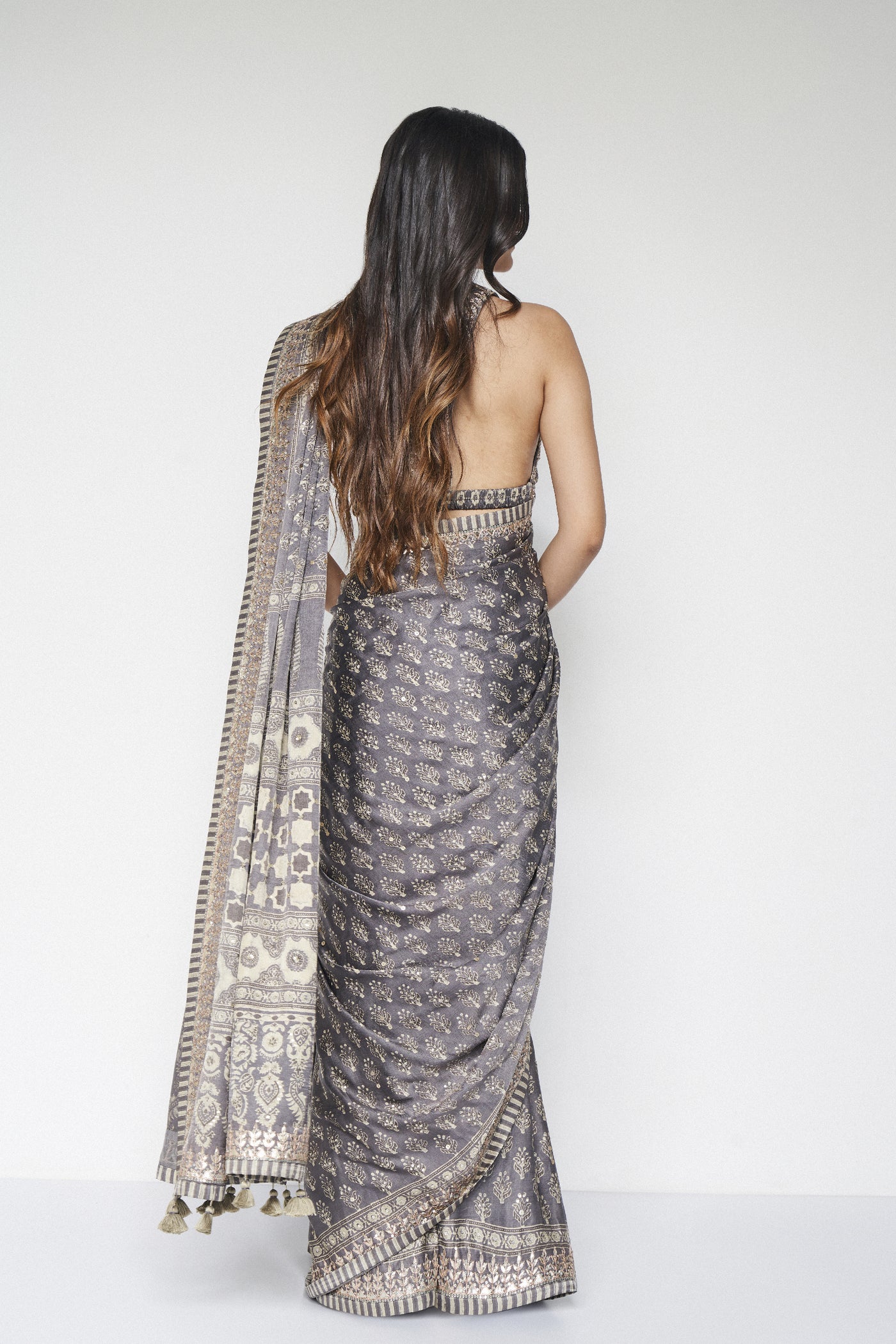 Anita Dongre Ranjeeta Saree Grey indian designer wear online shopping melange singapore