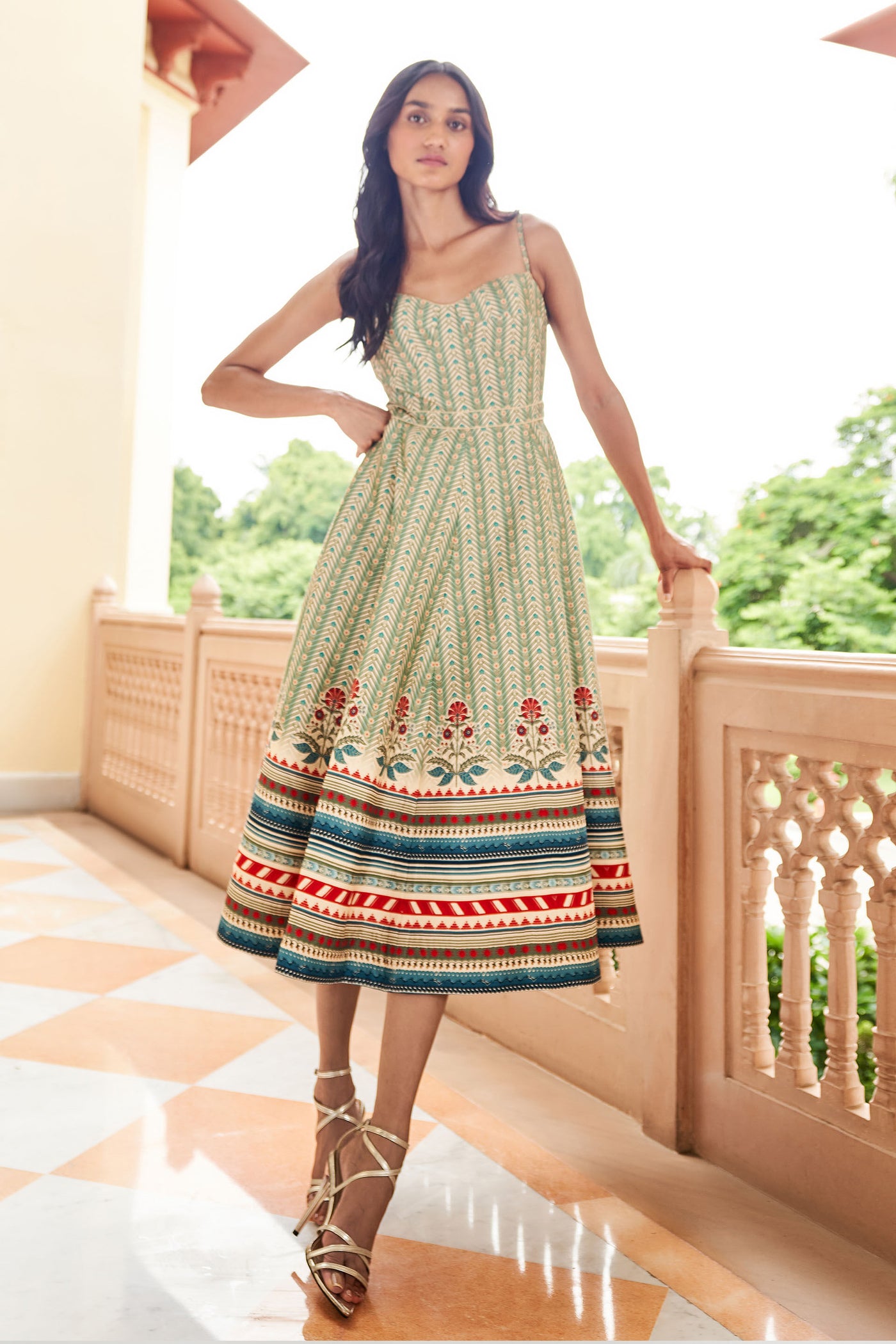 Anita Dongre Reeja Dress Sage indian designer wear online shopping melange singapore