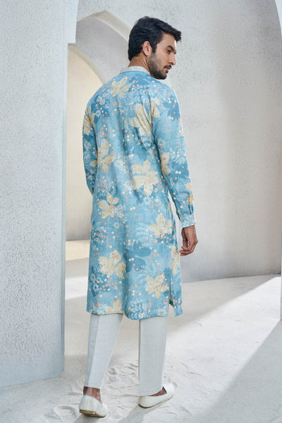 Anita Dongre Menswear Revaan Kurta Powder Blue Indian designer wear online shopping melange singapore