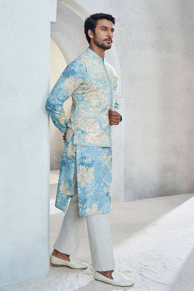 Anita Dongre menswear Revaan Nehru Jacket Powder Blue indian designer wear online shopping melange singapore