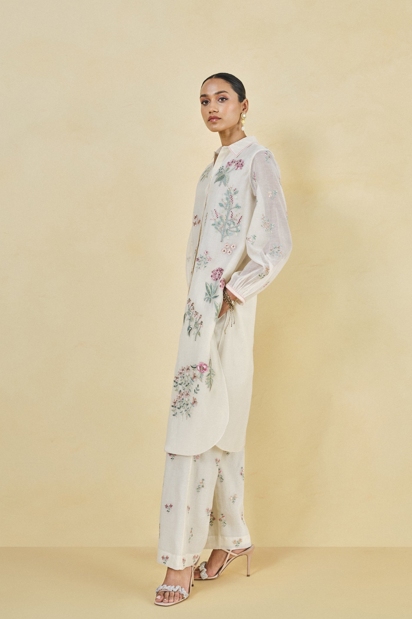 Anita Dongre Rhapsody Embroidered Lyocell Coord Natural indian designer wear online shopping melange singapore