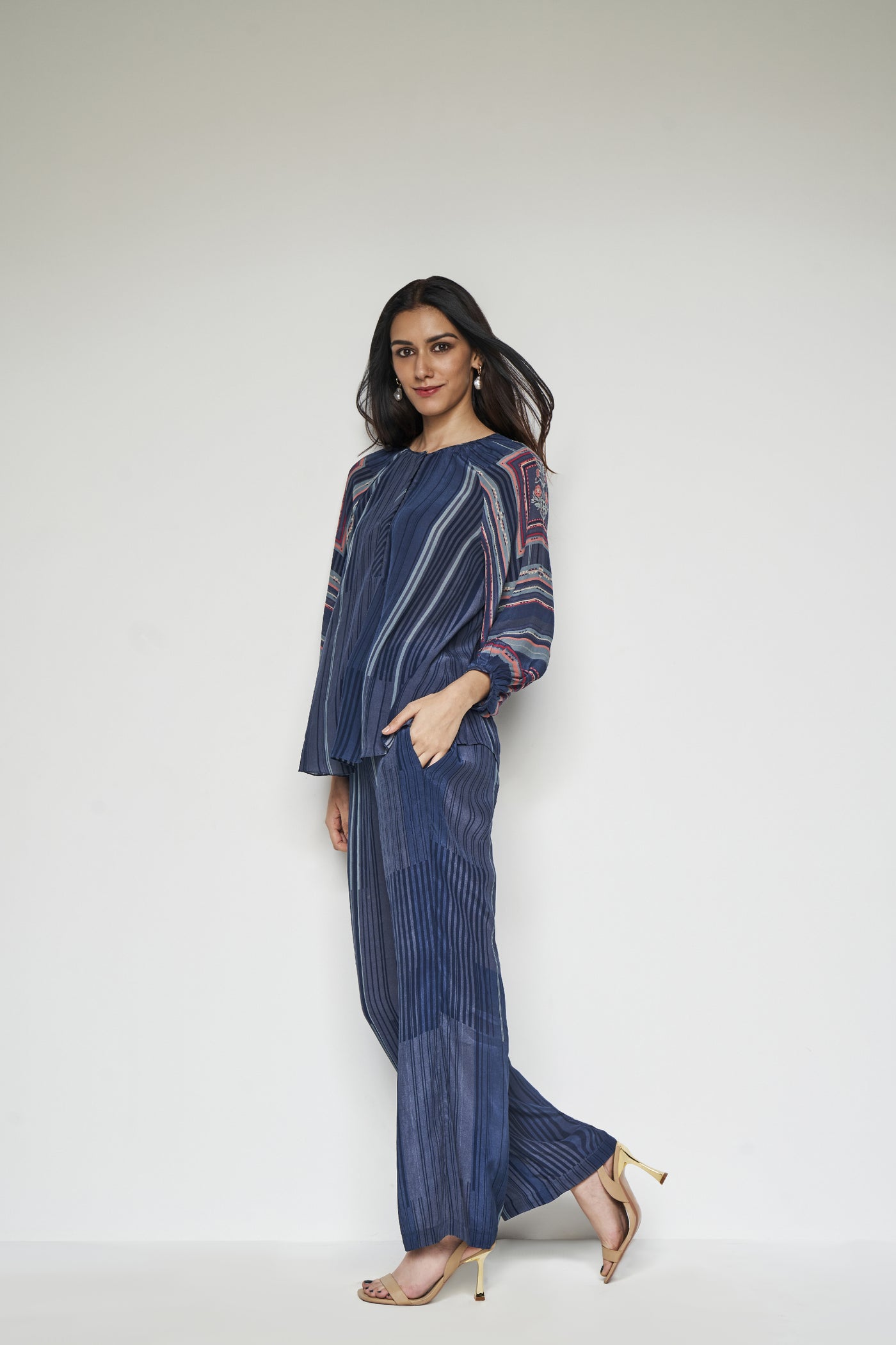 Anita Dongre Rimel Coord Set Blue indian designer wear online shopping melange singapore