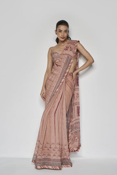 Anita Dongre Roksanda Saree Set Onion Pink indian designer wear online shopping melange singapore