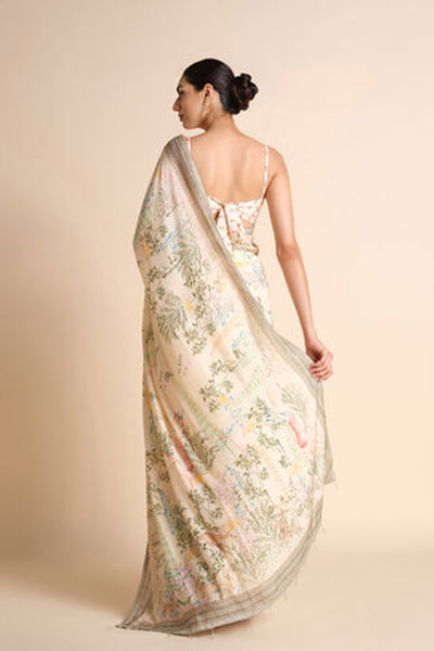 Anita Dongre Romney Printed Saree Ivory indian designer wear online shopping melange singapore