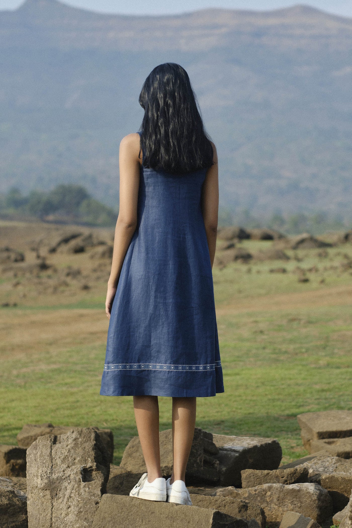 Anita Dongre Root Core A Line Dress M Blue indian designer wear online shopping melange singapore