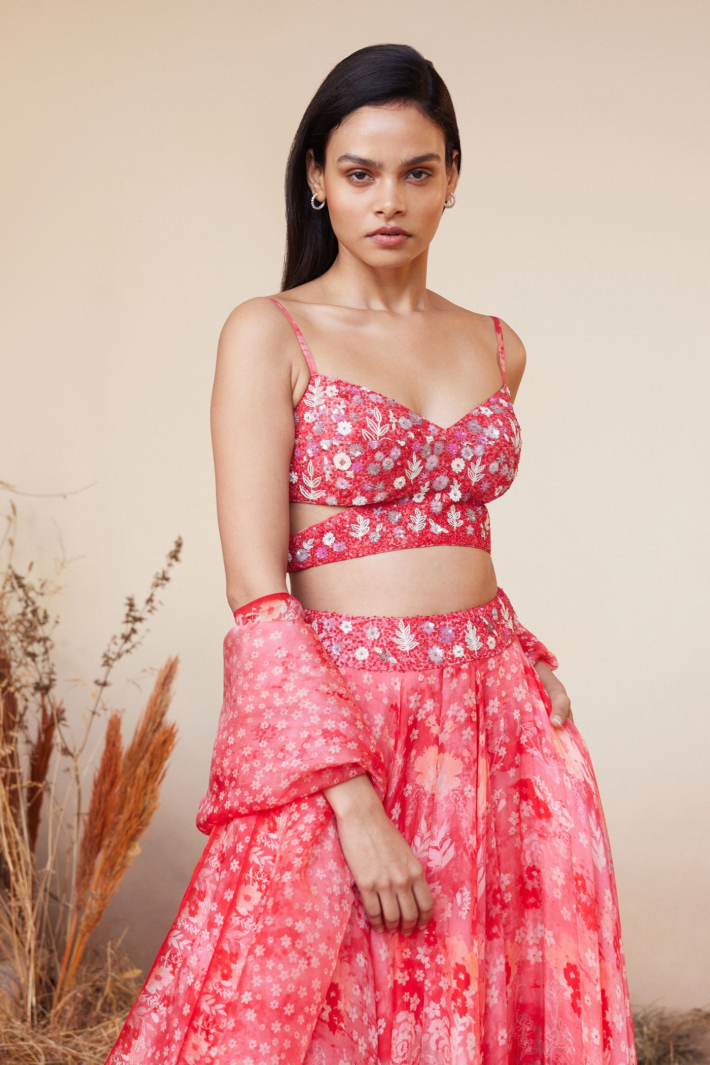 Anita Dongre Rosalba Skirt Set Pink indian designer wear online shopping melange singapore