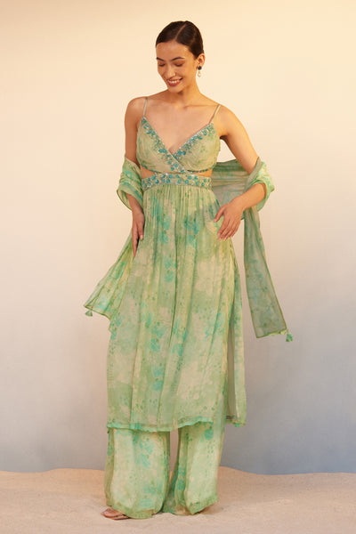 Anita Dongre Rosalba Suit Set Sage indian designer wear online shopping melange singapore