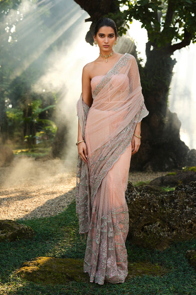 Anita Dongre Roseway Embroidered Saree Blush indian designer wear online shopping melange singapore
