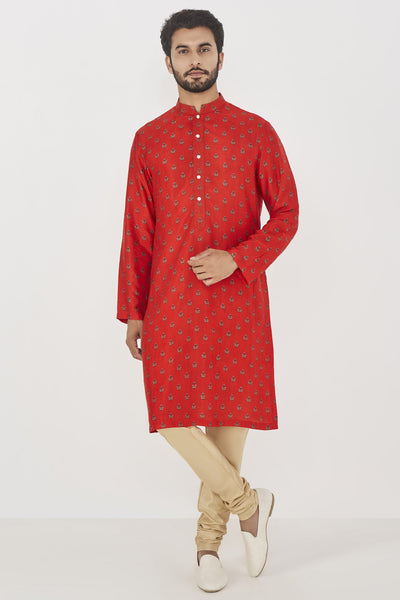 Anita Dongre Menswear Roshan Kurta Red Indian designer wear online shopping melange singapore