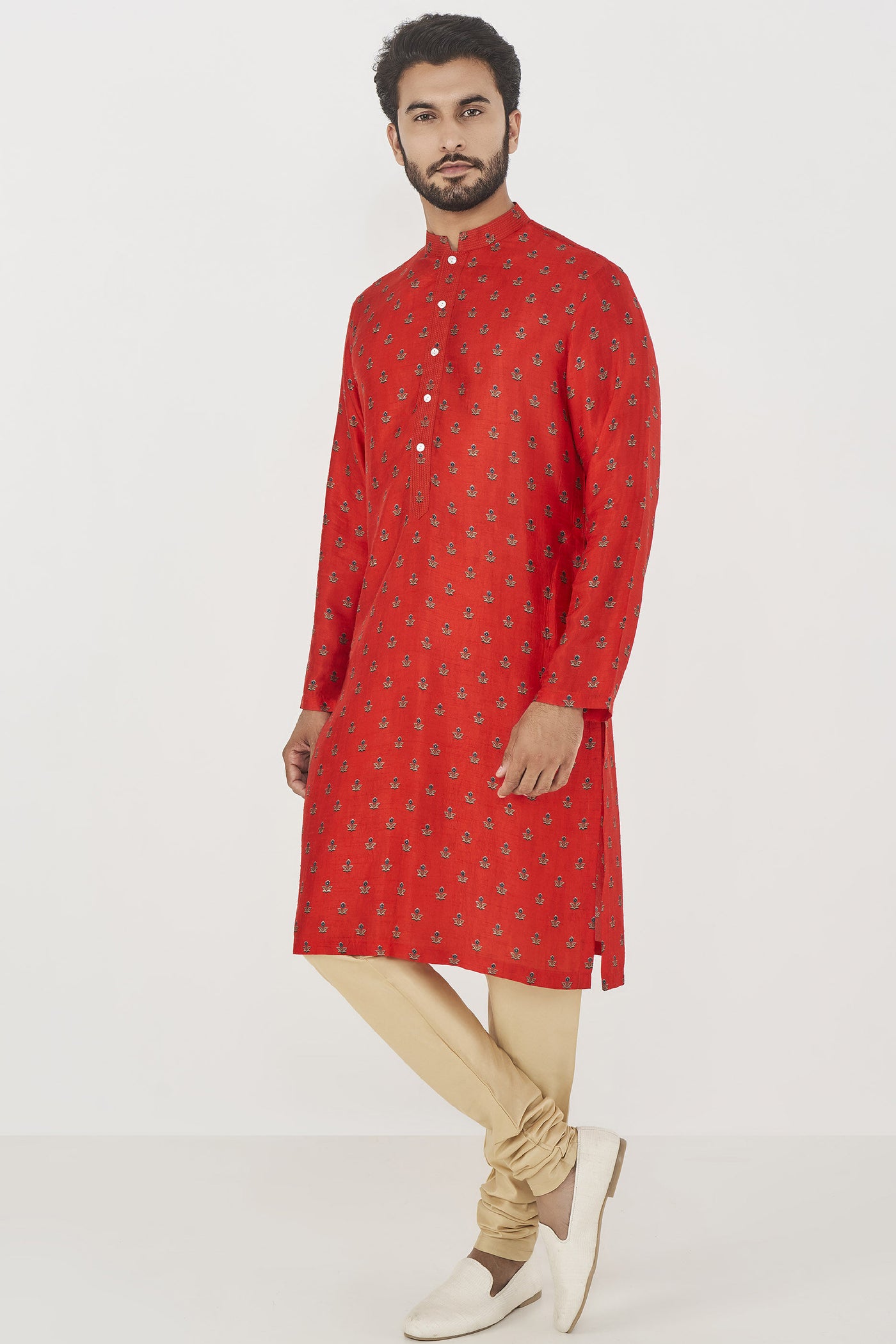 Anita Dongre Menswear Roshan Kurta Red Indian designer wear online shopping melange singapore