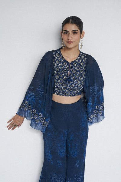 Anita Dongre Roxana Coord Set Blue indian designer wear online shopping melange singapore